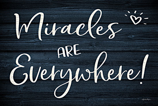 Susie Boyer BOY630 - BOY630 - Miracles are Everywhere - 18x12 Inspirational, Miracles are Everywhere, Typography, Signs, Textual Art, Heart, Black & White from Penny Lane