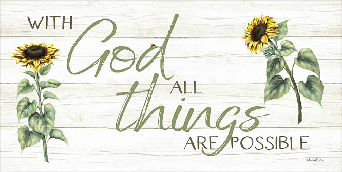 Susie Boyer BOY647 - BOY647 - With God All Things Are Possible - 18x9 With God All Things are Possible, Sunflowers, Flowers, Autumn, Signs from Penny Lane