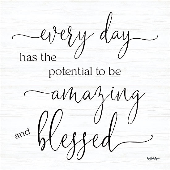 Susie Boyer BOY720 - BOY720 - Amazing and Blessed - 12x12 Inspirational, Amazing and Blessed, Typography, Signs, Textual Art, Black & White from Penny Lane