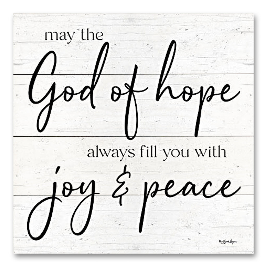 Susie Boyer BOY722PAL - BOY722PAL - God of Hope - 12x12 Religious, May the God of Hope Always Fill You with Joy & Peace, Typography, Signs, Black & White from Penny Lane