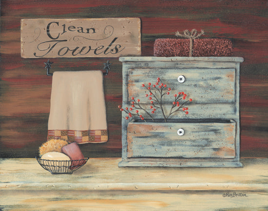 Pam Britton BR208 - Clean Towels - Towels, Berries, Soap, Sign, Drawers from Penny Lane Publishing