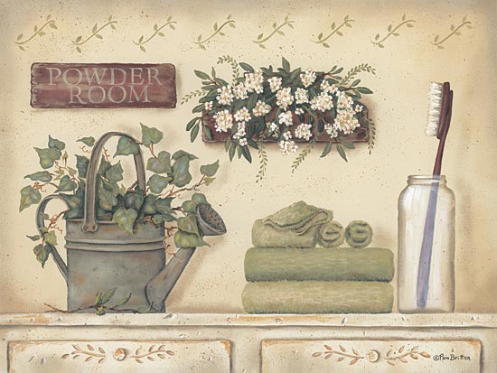 Pam Britton BR266 - Powder Room - Toothbrush, Towels, Flowers, Ivy, Watering Can from Penny Lane Publishing