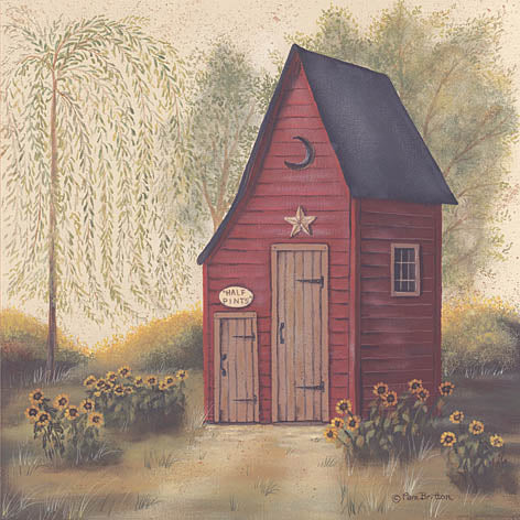 Pam Britton BR298 - Folk Art Outhouse II - Outhouse, Trees, Flowers, Bath from Penny Lane Publishing