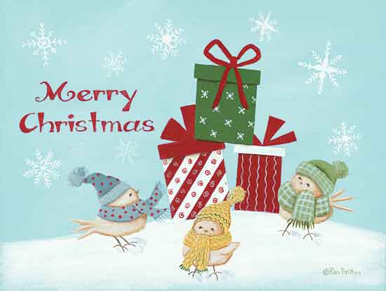 Pam Britton BR475 - BR475 - Winter Birds Merry Christmas - 16x12 Signs, Typography, Merry Christmas, Presents, Birds, Snow from Penny Lane