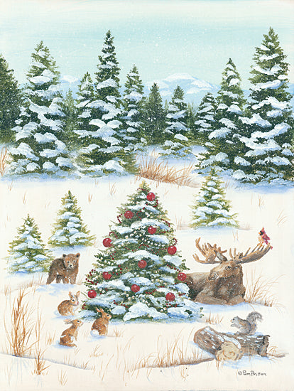Pam Britton BR478 - BR478 - Woodland Friends - 12x16 Christmas Tree, Ornaments, Bear Cub, Bunnies, Moose, Squirrel, Trees from Penny Lane