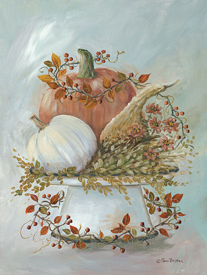 Pam Britton BR515 - BR515 - Harvest Arrangement II - 12x16 Pumpkins, Autumn, Harvest, Still Life, Greenery, Tablescape from Penny Lane