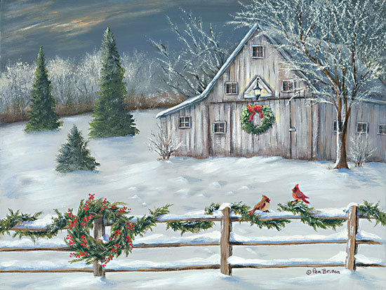 Pam Britton BR517 - BR517 - Wintery Barn    - 16x12 Christmas, Holidays, Barn, Farm, Folk Art, Winter, Cardinals, Landscape, Rustic from Penny Lane