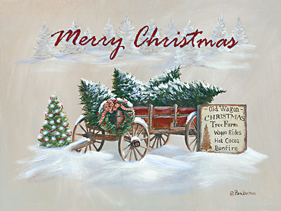 Pam Britton BR519 - BR519 - Merry Christmas Wagon   - 16x12 Christmas, Holidays, Wagon, Christmas Trees, Pine Trees, Merry Christmas, Folk Art, Winter, Rustic, Typography, Signs, Advertisements from Penny Lane