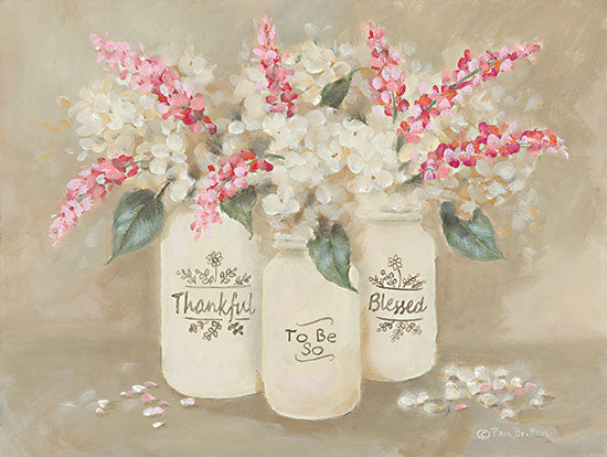 Pam Britton BR529 - BR529 - Thankful to be so Blessed - 16x12 Thankful to be so Blessed, Glass Jars, Flowers, Pink Flowers, White Flowers, Still Life, Country from Penny Lane