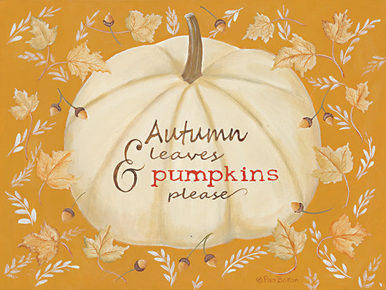 Pam Britton  BR547 - BR547 - Autumn Leaves & Pumpkin - 16x12 Pumpkins, Leaves, Typography, Signs, White Pumpkin, Fall, Autumn from Penny Lane