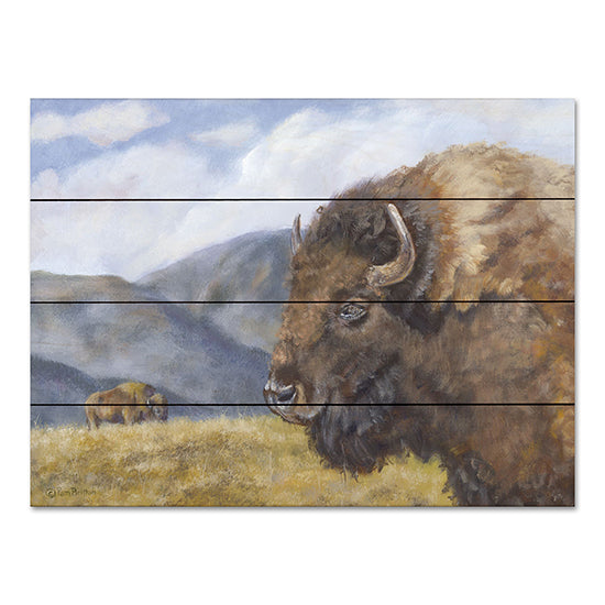 Pam Britton BR551PAL - BR551PAL - Yellowstone Kings    - 16x12 Buffalos, Grazing, Landscape, Mountains from Penny Lane
