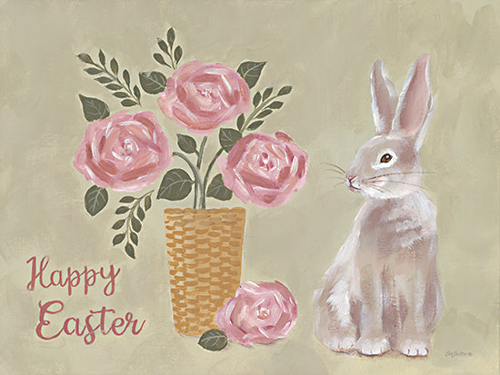 Pam Britton BR593 - BR593 - Happy Easter Basket - 16x12 Easter, Rabbit, Flowers, Basket, Happy Easter, Typography, Signs, Pink Flowers, Spring from Penny Lane