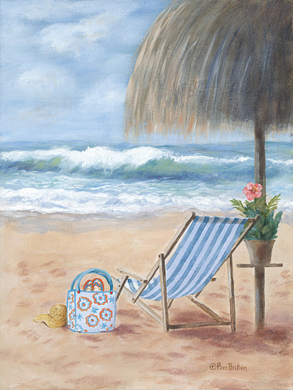 Pam Britton BR598 - BR598 - A Place to Dream - 12x16 Coastal, Waves, Ocean, Beach, Sand, Chair, Umbrella, Beach Bag, Flower, Leisure, Landscape, A Place to Dream from Penny Lane