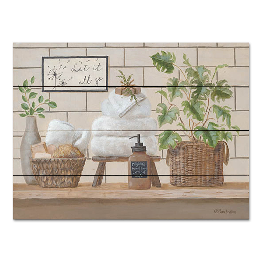 Lady Louse Designs BR601PAL - BR601PAL - Still Life Bath I - 16x12 Bath, Bathroom, Baskets, Houseplants, Green Plants, Towels, Still Life, Signs, Let It All Go, Neutral Palette from Penny Lane