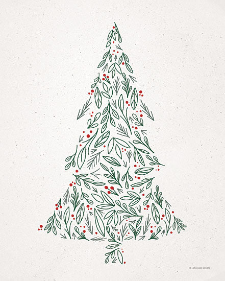 Lady Louise Designs BRO153 - BRO153 - Floral Christmas Tree III  - 12x16 Christmas Tree, Holidays, Christmas, Berries from Penny Lane