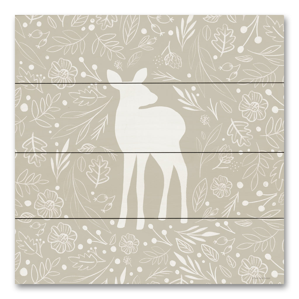 Lady Louise Designs BRO212PAL - BRO212PAL - Floral Deer - 12x12 Deer, Flowers, Folk Art, Neutral Palette, Silhouette from Penny Lane