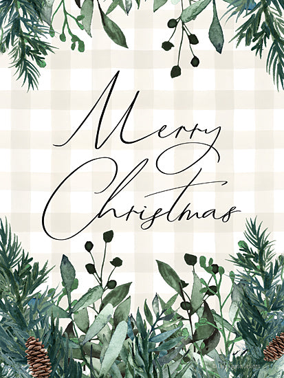 Lady Louise Designs BRO244 - BRO244 - Merry Christmas Plaid - 12x16 Merry Christmas, Christmas, Holidays, Greenery, Plaid, Pinecones, Typography, Signs from Penny Lane