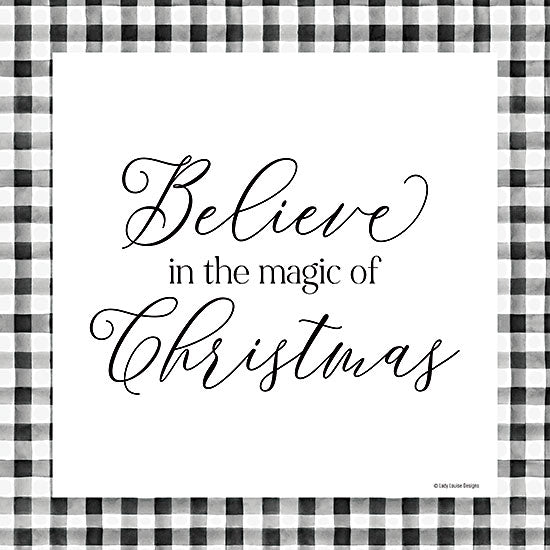 Lady Louise Designs BRO269 - BRO269 - Believe in the Magic of Christmas   - 12x12 Christmas, Holidays, Inspirational, Believe in the Magic of Christmas, Typography, Signs, Textual Art, Black and White, Plaid from Penny Lane