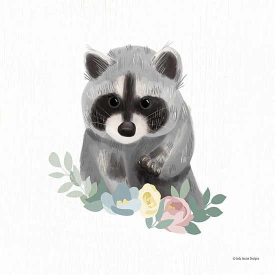 Lady Louise Designs BRO327 - BRO327 - Floral Raccoon - 12x16 Raccoon, Flowers, Spring, Spring Flowers, Whimsical from Penny Lane