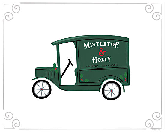 Lady Louise Designs BRO333 - BRO333 - Mistletoe & Holly Vintage Delivery Truck - 16x12 Christmas, Holidays, Truck, Delivery Truck, Vintage, Old Fashioned Truck, Mistletoe & Holly, Christmas Delivery Truck from Penny Lane