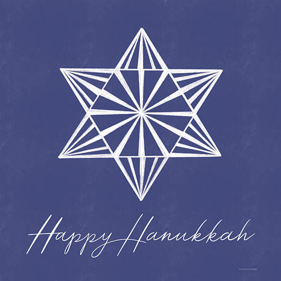 Lady Louise Designs BRO340 - BRO340 - Happy Hanukkah Star - 12x12 Hanukkah, Holidays, Religious, Star of David, Happy Hanukkah, Typography, Signs, Textual Art, Jewish, Jewish Holiday, Blue & Gold from Penny Lane