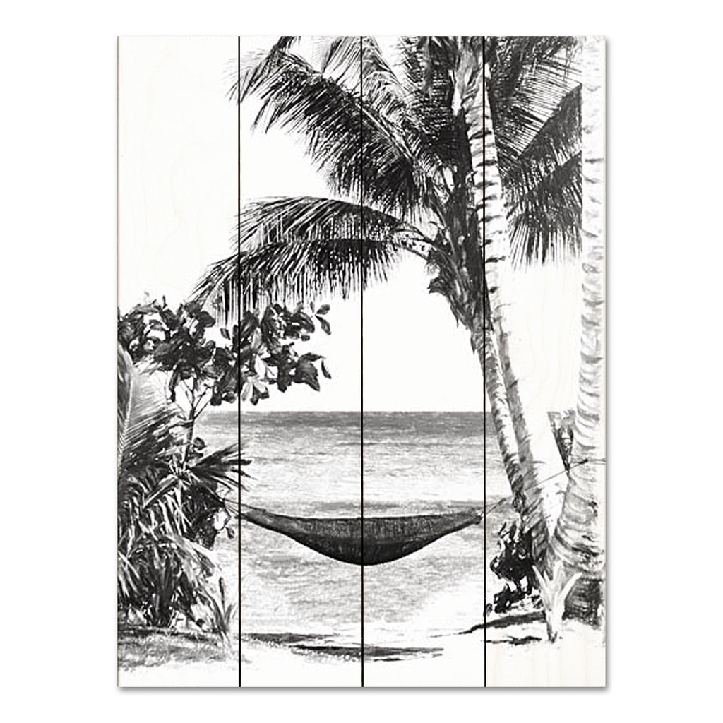 Cloverfield & Co. CC197PAL - CC197PAL - Tropical Resting Spot - 12x16 Tropical, Leisure, Palm Trees,  Hammock, Beach, Coastal, Nautical, Black & White, Sketch, Summer from Penny Lane