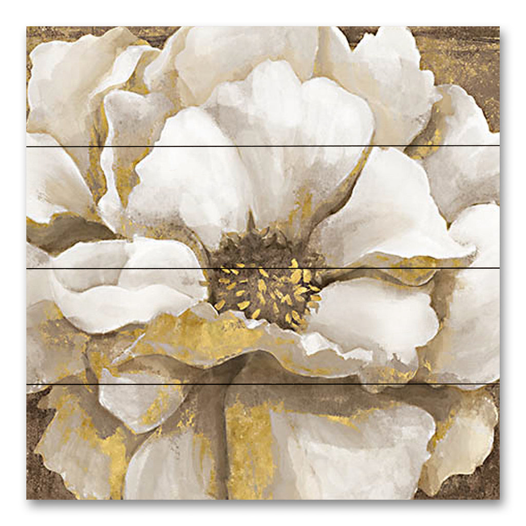 Cloverfield & Co. CC198PAL - CC198PAL - Touch of Gold Bloom - 12x12 Flower, White, Gold, Petals, Botanical, Abstract, Decorative from Penny Lane