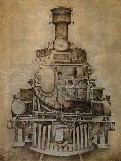 Cloverfield & Co. CC227 - CC227 - Locomotive - 12x16 Train, Train Engine, Locomotive, Transportation, Distressed, Industrial from Penny Lane