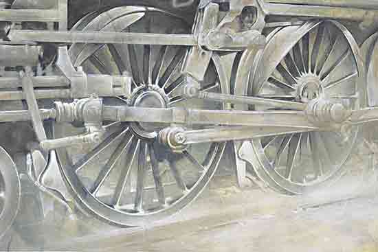 Cloverfield & Co. CC228 - CC228 - Wheels in Motion - 18x12 Train, Train Wheels, Transportation, Western, Vintage from Penny Lane