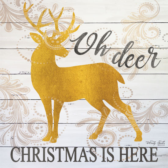 Cindy Jacobs CIN1259 - CIN1259 - Oh Deer Christmas is Here - 12x12 Signs, Typography, Reindeer, Deer, Christmas, Wood Planks from Penny Lane