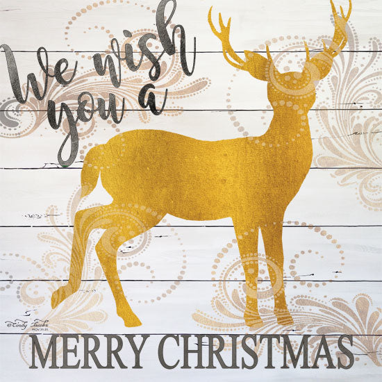 Cindy Jacobs CIN1262 - CIN1262 - We Wish You a Merry Christmas Deer - 12x12 Merry Christmas, Signs, Typography, Reindeer, Wood Planks from Penny Lane
