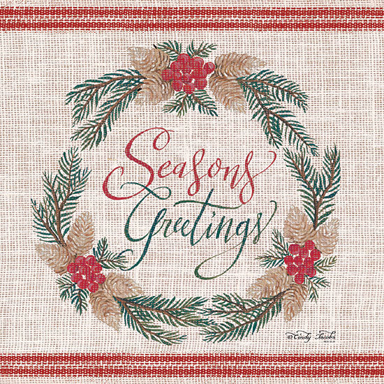 Cindy Jacobs CIN1354 - CIN1354 - Season's Greetings Wreath   - 12x12 Signs, Typography, Wreath, Christmas Ivy, Season's Greetings from Penny Lane