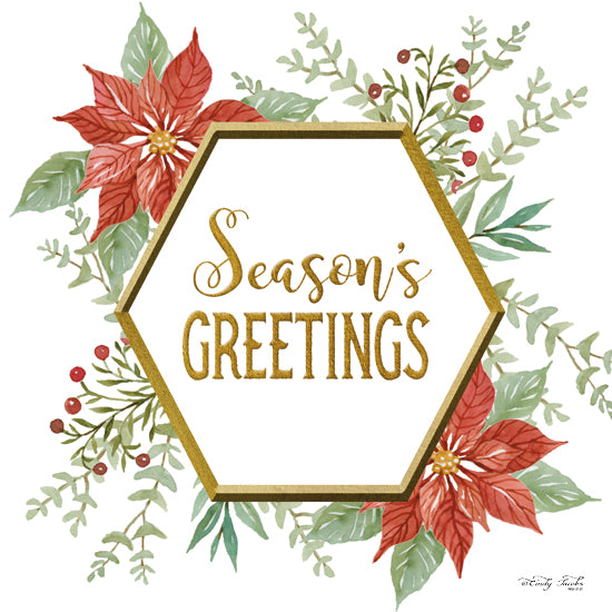Cindy Jacobs CIN1698 - CIN1698 - Season's Greetings    - 12x12 Signs, Typography, Season's Greetings, Poinsettias, Christmas Ivy from Penny Lane