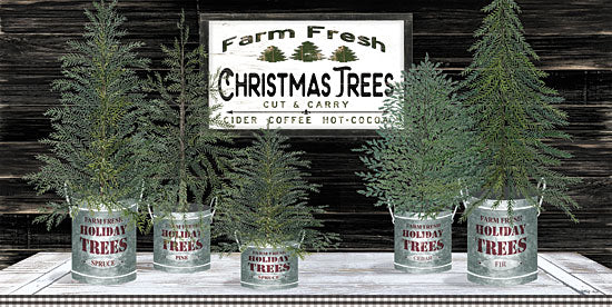 Cindy Jacobs CIN1766 - CIN1766 - Galvanized Pots Christmas Trees II - 18x9 Signs, Typography, Christmas Trees from Penny Lane