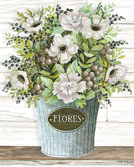 Cindy Jacobs CIN1830 - CIN1830 - Flores Galvanized Bucket - 12x16 Flowers, Still Life, Bucket, Bouquet from Penny Lane