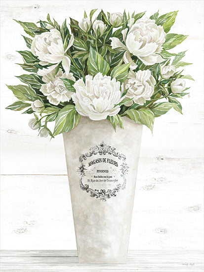 Cindy Jacobs CIN1880 - CIN1880 - Les Fleurs Pivoines   - 12x16 Flowers, White Flowers, Shabby Chic, Bouquet, Botanical, Neutral Palette from Penny Lane