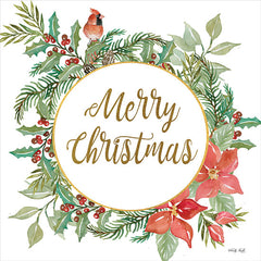 CIN1927 - Merry Christmas Cardinal Wreath - 12x12
