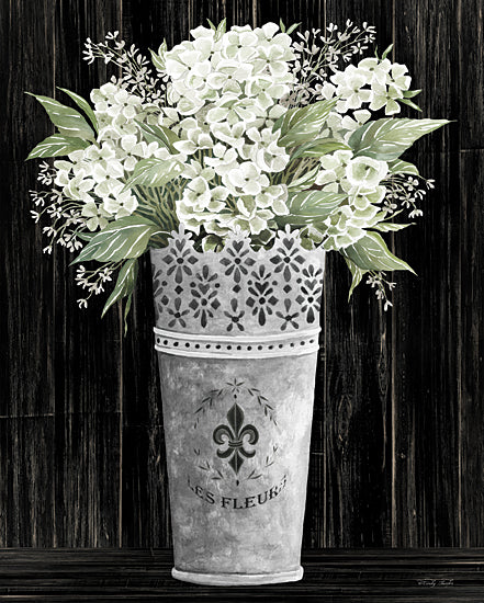 Cindy Jacobs CIN1961 - CIN1961 - Punched Tin Floral I    - 12x16 White Flowers, Tin Vase, Chalkboard Background, Fleurs, Punched Tin from Penny Lane