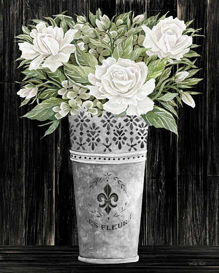 Cindy Jacobs CIN1963 - CIN1963 - Punched Tin Floral III    - 12x16 White Flowers, Tin Vase, Chalkboard Background, Fleurs, Punched Tin from Penny Lane