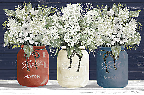 Cindy Jacobs CIN2011 - CIN2011 - Red, White & Blue Jar Trio - 18x12 Bar Jars, White Flowers, Red, White & Blue, American, Still Life from Penny Lane