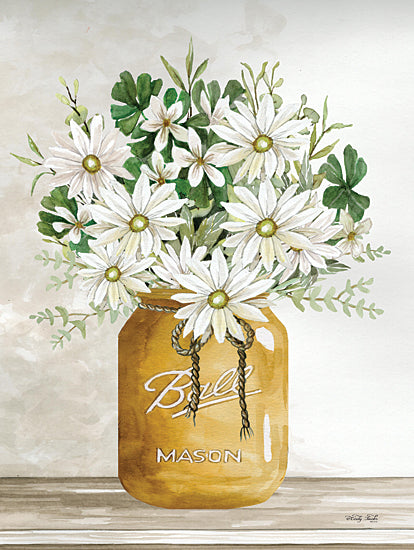 Cindy Jacobs CIN2026 - CIN2026 - Gold Jar with White Flowers - 12x16 Flowers, White Flowers, Daisies, Ball Jar, Jar, Country from Penny Lane