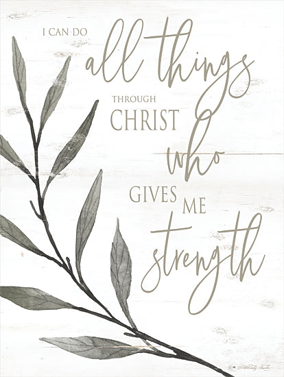 Cindy Jacobs CIN2029 - CIN2029 - I Can Do All Things Through Christ   - 12x16 I Can Do All Things Through Christ, Calligraphy, Leaves, Gray Color, Signs, Religious from Penny Lane