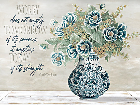 Cindy Jacobs CIN2050 - CIN2050 - Don't Worry - 16x12 Do Not Worry, Quote, Corrie Ten Boom, Blue & White Vase, Flowers, Signs from Penny Lane