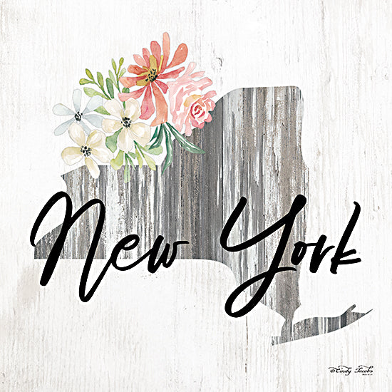 Cindy Jacobs CIN2082 - CIN2082 - Floral New York State Art - 12x12 Travel, State, New York, Typography, Signs, Textual Art, Flowers, 50 States, Wood Background from Penny Lane