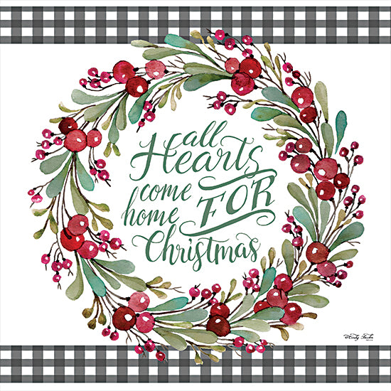 Cindy Jacobs CIN2094 - CIN2094 - All Hearts Wreath   - 12x12 All Hearts, Home for Christmas, Holidays, Wreath, Greenery, Berries, Black & White Plaid from Penny Lane
