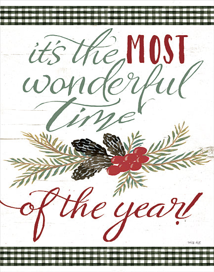 Cindy Jacobs CIN2097 - CIN2097 - Pinecone It's the Most Wonderful Time  - 12x16 It's the Most Wonderful Time of the Year, Christmas, Holidays, Pinecones, Gingham, Berries from Penny Lane