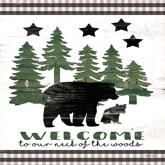 Cindy Jacobs CIN2108 - CIN2108 - Welcome Lodge    - 12x12 Bear, Cubs, Lodge, Pine Trees, Black & White Gingham, Welcome from Penny Lane