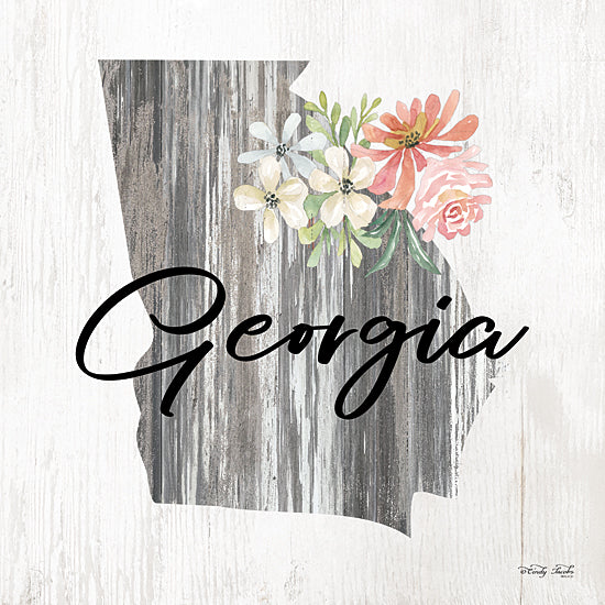 Cindy Jacobs CIN2150 - CIN2150 - Floral Georgia State Art - 12x12 Travel, State, Georgia, Typography, Signs, Textual Art, Flowers, 50 States, Wood Background from Penny Lane