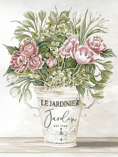 Cindy Jacobs CIN2156 - CIN2156 - Spring Peonies II - 12x16 Flowers, Peonies, Spring, Galvanized Pail, French, Shabby Chic, Bouquet, Greenery, Botanical from Penny Lane