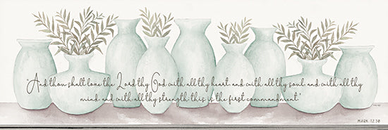Cindy Jacobs CIN2164A - CIN2164A - Love the Lord Your God - 36x12 Love the Lord Your God, Vases, Greenery, Bible Verse, Mark, Still Life, Religious from Penny Lane